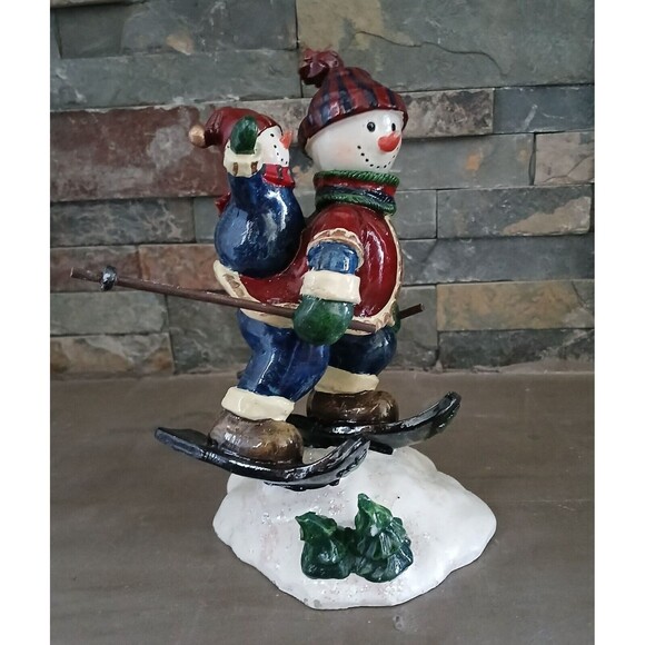 Tradition of Christmas Snowman on Skis Bobble Head Figurine Holiday Decoration - Picture 5 of 9